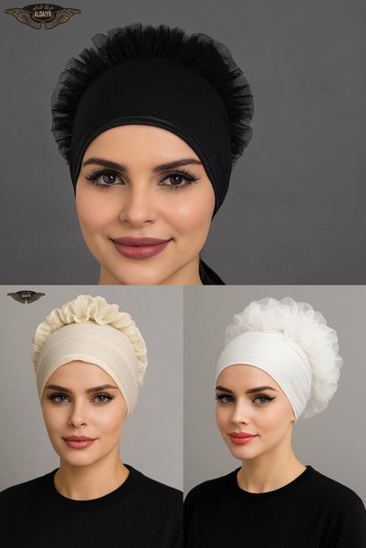 ALDAIYR 3 bucăți Bonetă cu volane, Bonetă Hijab