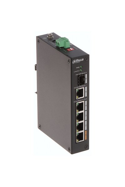 DAHUA PFS3106-4ET-60-V2, 4 Port, Megabit, PoE 60W, 1 Port Gigabit Uplink, 1 Port Gigabit SFP, Yöneti