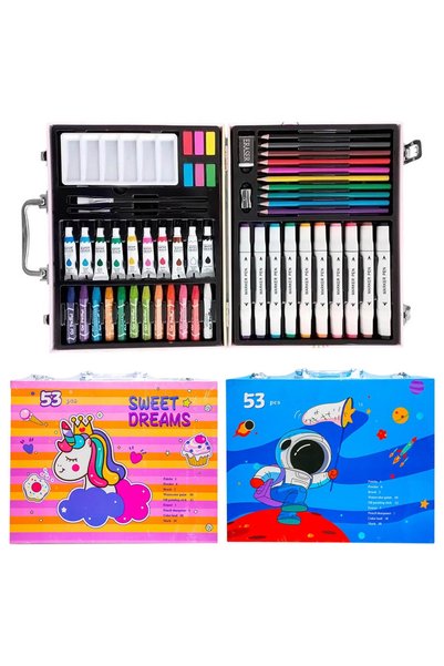 OEM Set de artă pentru pictură și desen pentru copii, 53 de piese în cutie de...