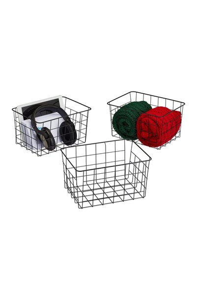 Relaxdays Set de 3 coșuri de depozitare Relaxdays, 28 x 20 x 15.5 cm, Metal, ...