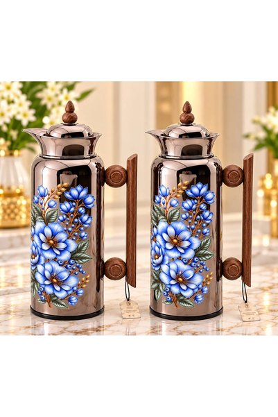 aljahwari Trams Set Black Burgundy Supplier with Wooden Handle Glass Inside a...