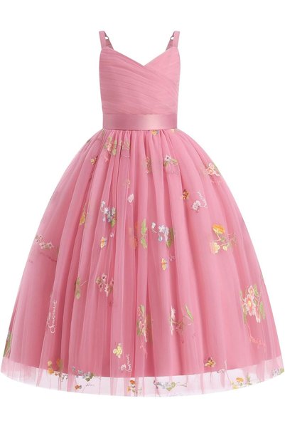 OtherMax Rochie de Fetiță Elegantă din Tul pentru Ocazii Speciale Maxi Roz Mă...