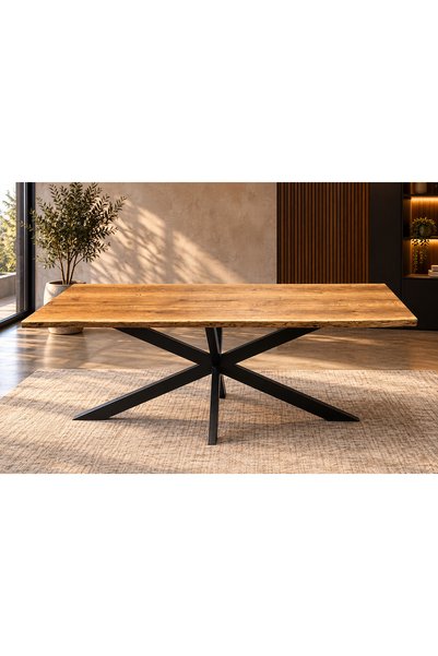 Epoxy WOOG GALLERY Masă de dining din stejar masiv – Stejar cu margine natura...