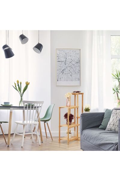 Relaxdays Γωνιακή βάση φυτών, από μπαμπού, 101 x 62 x 62 εκ.