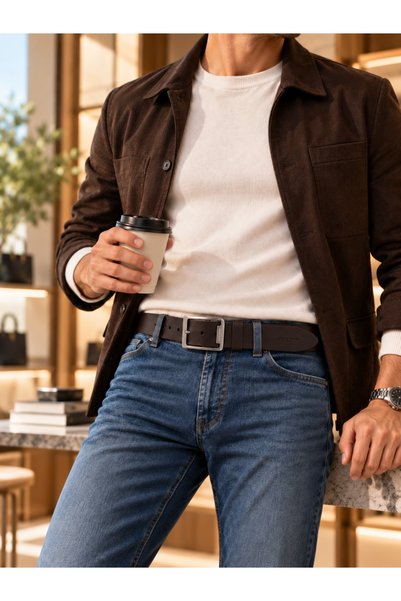 Pierre Cardin 100% Genuine Coffee-Colored Leather Men's Sports Belt – Stylish...