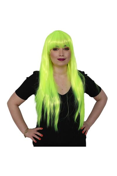Eco Lounge Uzun Kahküllü Fiber Sentetik Peruk - Neon Sarı