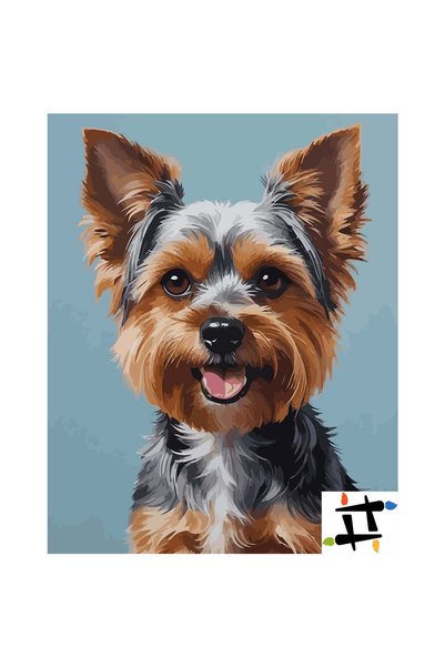 Painting-numbers Set pictura pe numere Bucuria micului yorkie 7369, panza pe ...