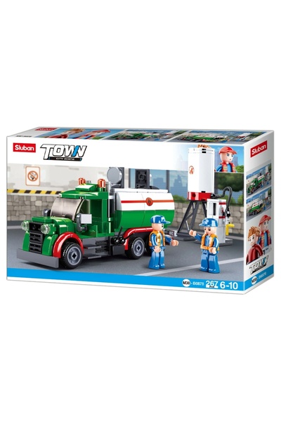 Sluban Set de construcție oraș, 267 piese, camion cisternă cu benzinărie