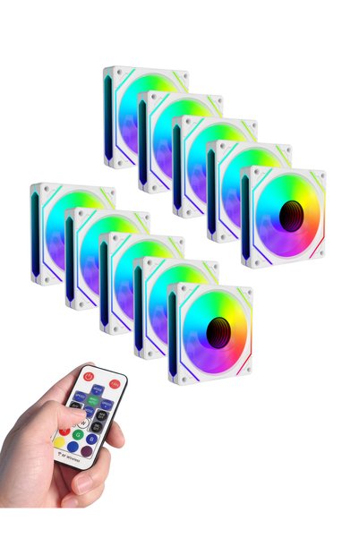 Revenge Hexagon 10in1 Beyaz Kumandalı ARGB 12cm RGB Fan Seti Fan Kontrolör Dahil 120mm 10'lu Kasa Fanı
