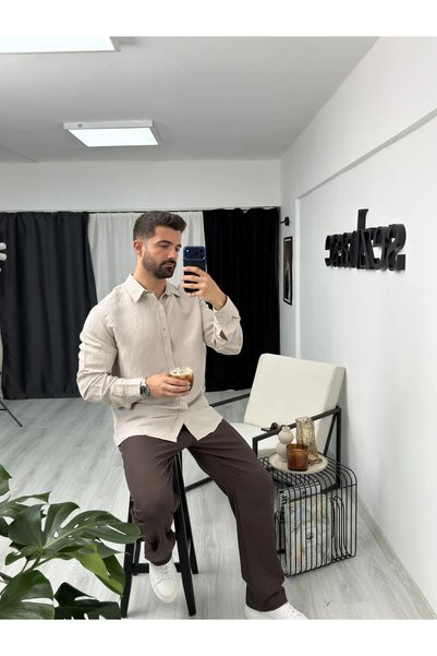 SEZBASE Men's Oversized Cotton Shirt with Built-In Stripes