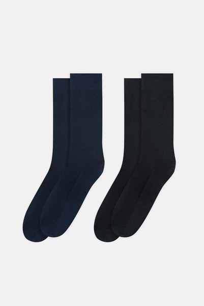 Dagi Șosete scurte din bambus pentru bărbați, albastru închis-negru, set de 2...