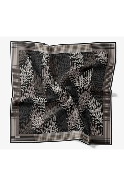 Silk Home Soft Scarf with a Striped Pattern, Black and Gray