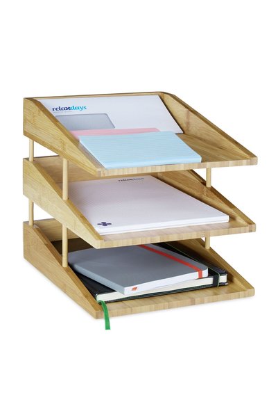 Relaxdays Θήκη εγγράφων, Οργανωτής εγγράφων, Κατασκευασμένο από μπαμπού, 26,5...