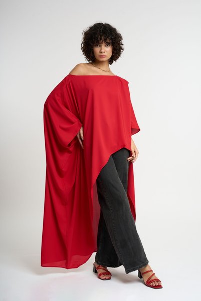 HANIQA Women's One-Shoulder Asymmetrical Blouse