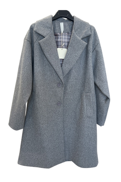 Generic Brand Palton dama gri elegant casual cu nasturi si revere, XL