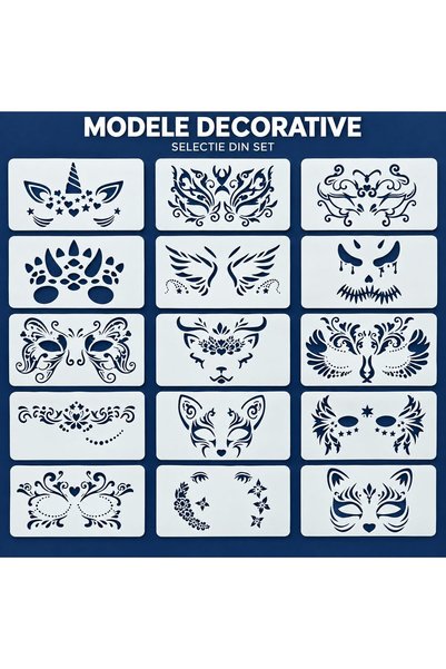 OEM Set of 16 Stencils for Face Painting and Makeup, Decorative Patterns with...