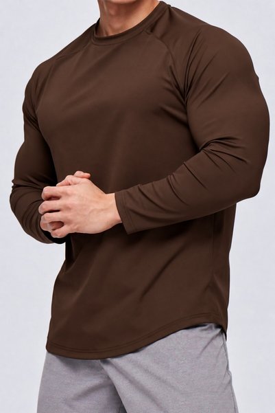 GHASSY CO . Men's Running Sports Raglan Oval-Cut Long-Sleeve Cotton Jersey T-...