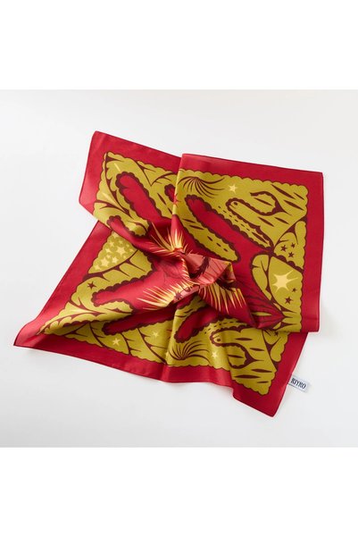 İpek Pamuk Karışımlı Desenli Bandana Fular