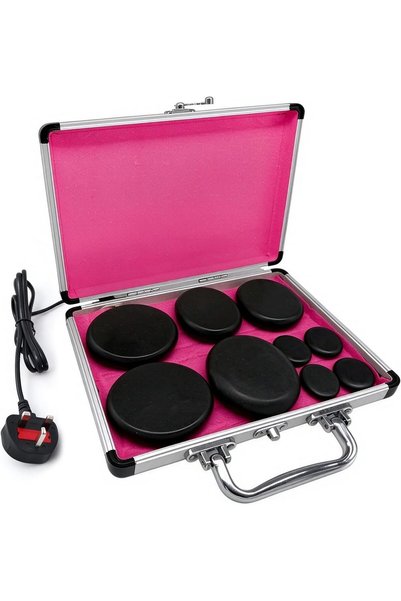 LYAROMIS 9-Piece Basalt Hot Stone Massage Set with Heater Box, Natural Massag...