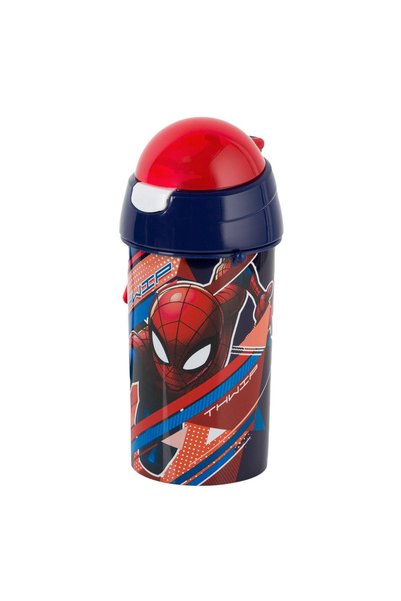SPIDERMAN Sticla pentru copii din plastic, cu pai -