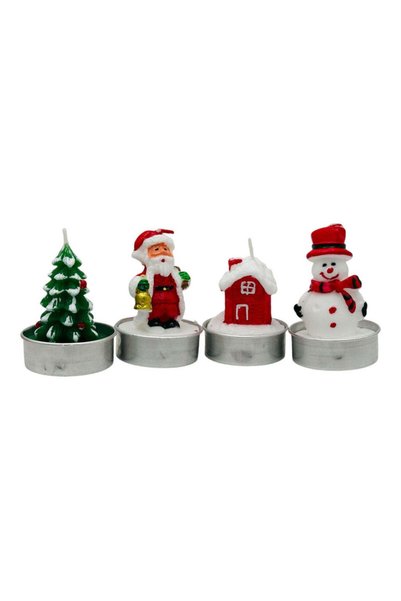 OEM Set 4 lumanari decorative pentru Craciun, din ceara, modele combinate in ...