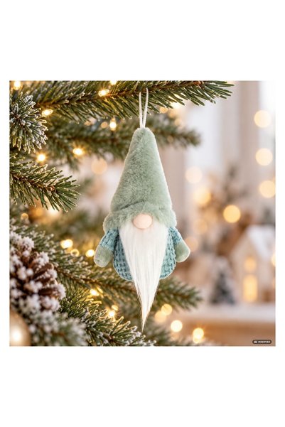 OEM Ornament de brad gnom Verde Menta din Material catifelat si Blana Artific...