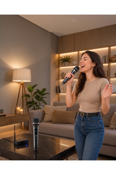 tecnocom Kablosuz Mikrofon Seti Çift Mikrofonlu UHF