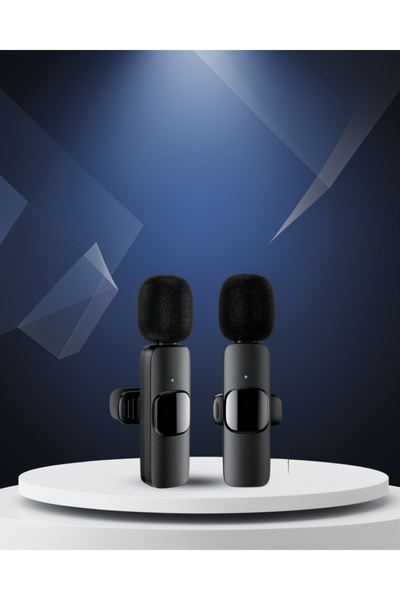 tecnocom Kablosuz Yaka Mikrofon Seti iPhone Uyumlu Çift Mikrofon