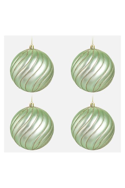 OEM Set 4 Globuri Menta glitter 12 cm, pentru decorațiuni și aranjamente festive