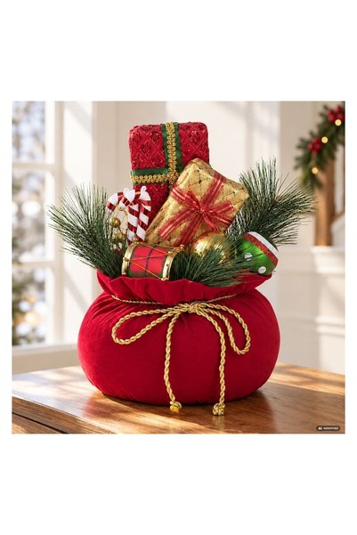OEM Decorațiune Crăciun Sac Moș Cadouri 35 cm, pentru cadouri și decorațiuni ...