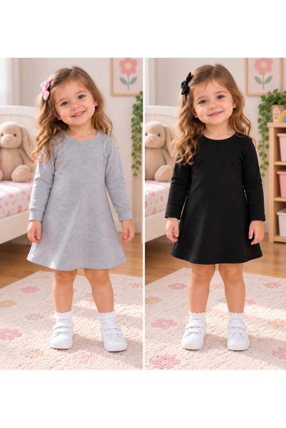 renkli diyar GIRLS' 2-PIECE WINTER DRESS WITH BRUSHED INSIDE TRIM