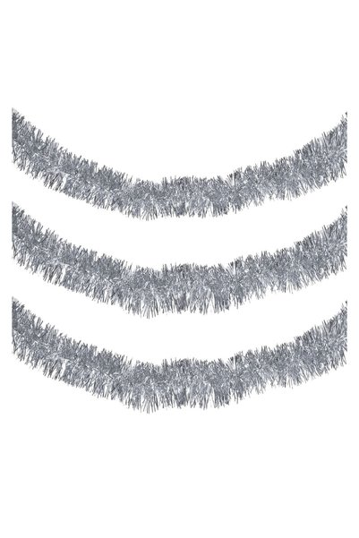 OEM Beteală de Crăciun Argintie Tinsel 3 m x 7 cm, pentru decorarea casei de ...