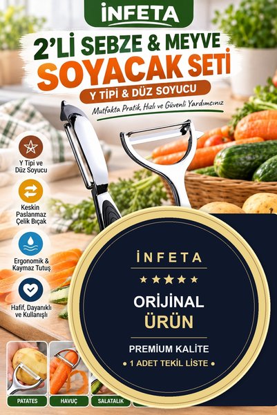 İnfeta مجموعة أدوات تقشير الخضروات والفواكه المصنوعة من الفولاذ المقاوم للصدأ...