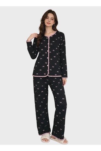 Generic Brand Women's Winter Two Piece Faux Fur and Lace Pajamas
