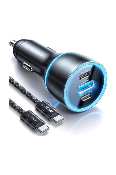 LISEN Incarcator auto Lisen, GaN, incarcare rapida si inteligenta, 2x Type-C,...