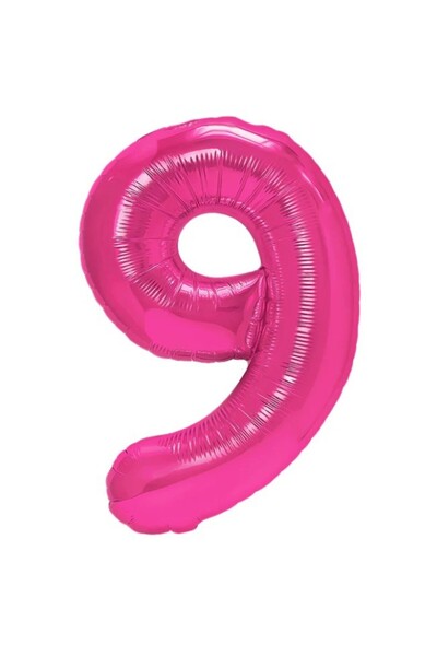 OEM Balon din folie metalizată în formă de cifră 9, pentru aniversări 80 cm, roz