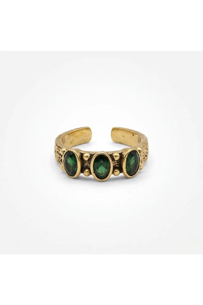 Dorvina Bronze Women's Ring, Authentic Copper Jewelry, Green Zircon Stone, Vi...