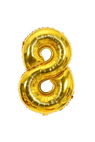 OEM Balon din folie, Cifra 8, 81 cm, Pentru Aer sau Heliu, Bulk, auriu, decor...