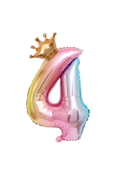 OEM Balon din folie metalizată în formă de cifră 4 Gradient, pentru aniversăr...