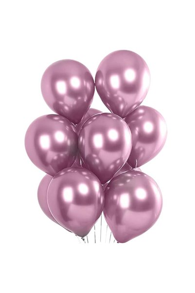 OEM Set 10 Baloane din Latex Chrome, Model Party, 23 cm, mov, 2.2 g, decor pe...