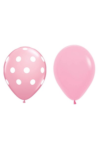 OEM Set 10 Baloane din Latex, Model Party cu Buline și Simple, 30 cm, roz, 2.8 g