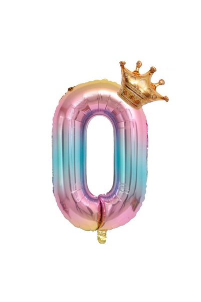 OEM Balon din folie metalizată în formă de cifră 0 Gradient, pentru aniversăr...