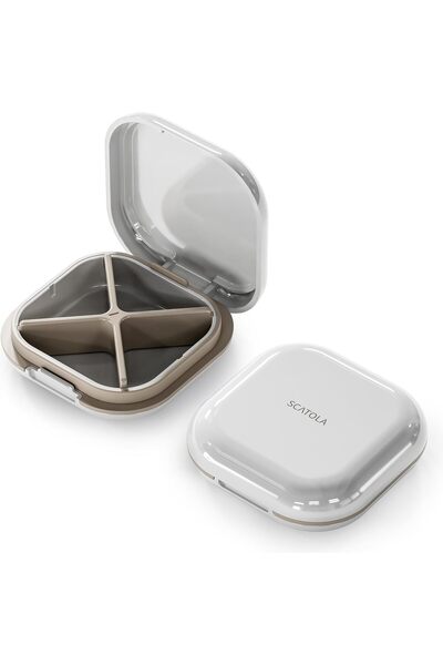 GENERAL ONTERATE Small Pill Case, Travel Pill Box with 4 Compartments, White ...