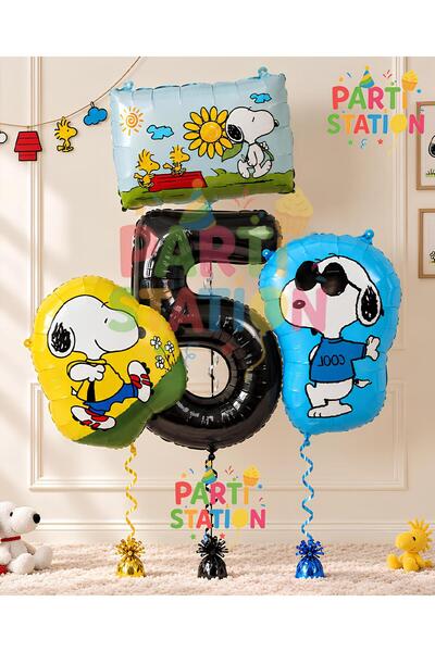 Parti Station Snopy Dog Theme - Age Balloon Set, 4-Piece Snopy Foil Balloon B...