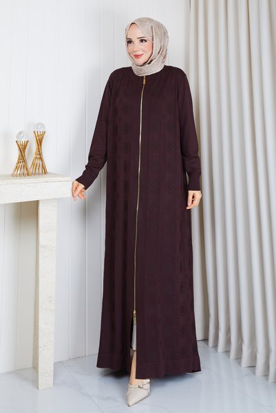 Pamuk Butik Ferace din tricot mercerizat cu model, pentru femei, cu fermoar d...