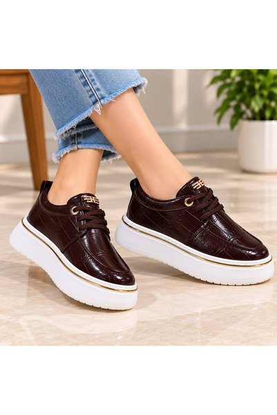 SCR Ayakkabı Adidași de iarnă groși pentru femei, cu model croco și talpă gro...
