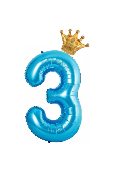 OEM Balon din folie metalizată în formă de cifră 3 și Coroana, pentru anivers...
