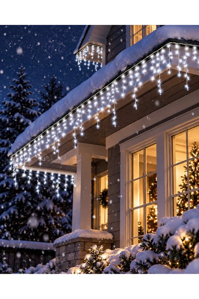 OEM Instalație luminoasă de Crăciun tip țurțuri, 4 m, 96 LED-uri, alb rece
