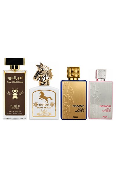 MANASIK Set 4 Manasik, Ameer al Oud Original + Faras Abiyad + Oud Amber Bleu ...