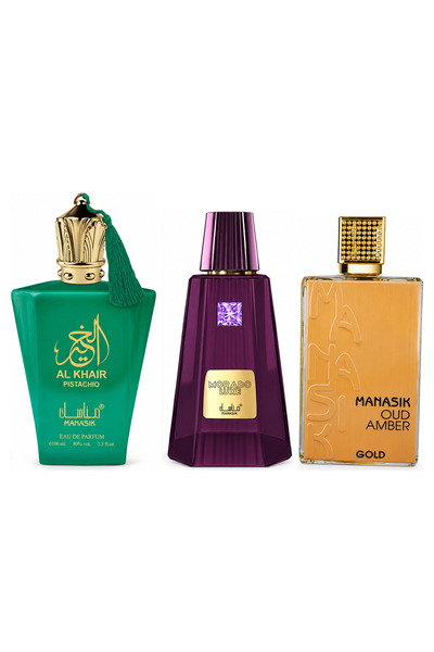MANASIK Set 3 parfumuri Manasik, Al Baraka Pistachio + Morado Luxe + Oud Ambe...